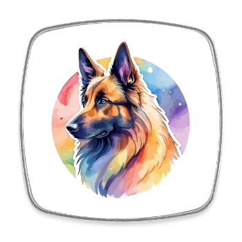 Belgian Shepherd Watercolor - Square fridge magnet - white - Front
