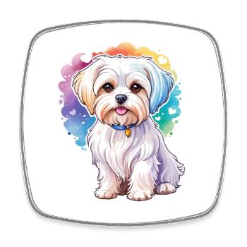 Malteser Watercolors - Square fridge magnet - white - Front