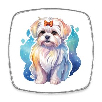 Malteser Watercolors - Square fridge magnet - white - Front