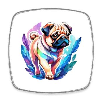 Pug Watercolors - Square fridge magnet - white - Front