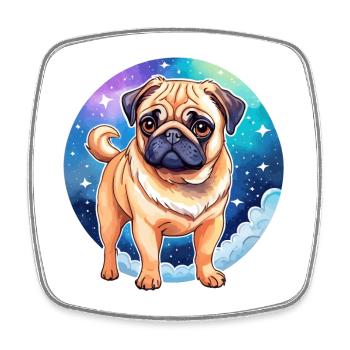 Pug Watercolors - Square fridge magnet - white - Front