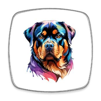 Aquarelles Rottweiler - Magnet carré - blanc - Devant