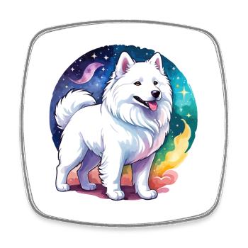 Samoyed watercolors - Square fridge magnet - white - Front