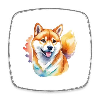Shiba Inu Watercolors - Square fridge magnet - white - Front