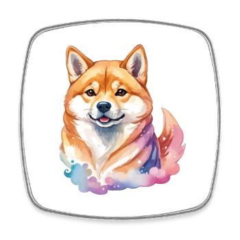 Shiba Inu Watercolors - Square fridge magnet - white - Front