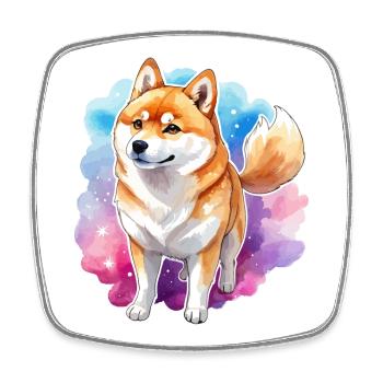 Shiba Inu Watercolors - Square fridge magnet - white - Front