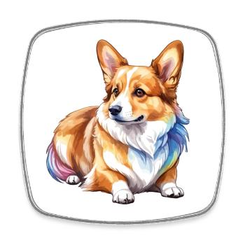 Welsh Corgi Pembroke Aquarelle - Magnet carré - blanc - Devant
