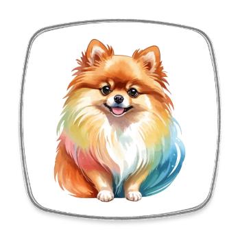 Pomeranian Zwergspitz Wasserfarben - Viereckiger Kühlschrankmagnet - Weiß - Vorne