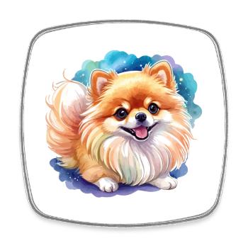 Pomeranian Zwergspitz Wasserfarben - Viereckiger Kühlschrankmagnet - Weiß - Vorne