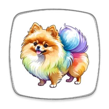 Pomeranian Zwergspitz Wasserfarben - Viereckiger Kühlschrankmagnet - Weiß - Vorne