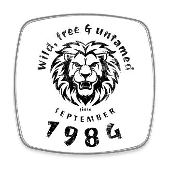 40e anniversaire Sauvage, libre et indompté depuis 09/1984 - Magnet carré - blanc - Devant