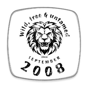 16. Geburtstag Sauvage, libre et indompté depuis 09/2008 - Magnet carré - blanc - Devant