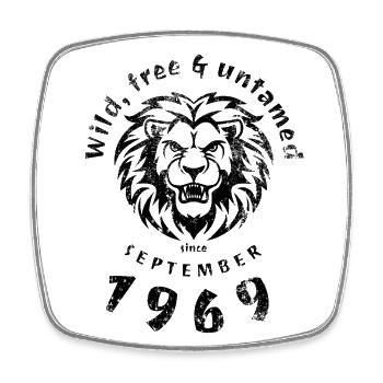 Wild, free & untamed since 09/1969 - Square fridge magnet - white - Front