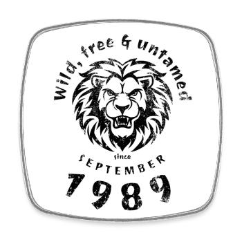 35. Anniversaire Sauvage, libre et indompté depuis 09/1989 - Magnet carré - blanc - Devant