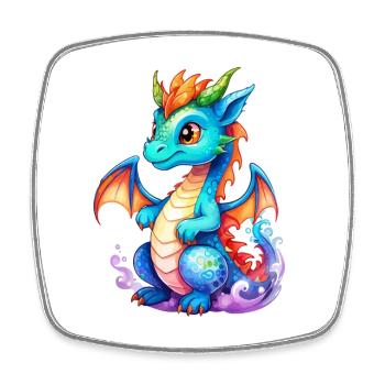 Drache Wasserfarben - Viereckiger Kühlschrankmagnet - Weiß - Vorne