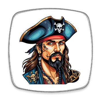 Pirat Neo Traditional Stil - Viereckiger Kühlschrankmagnet - Weiß - Vorne