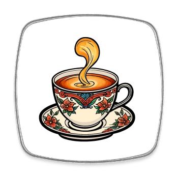 Teetasse Neo Traditional - Viereckiger Kühlschrankmagnet - Weiß - Vorne