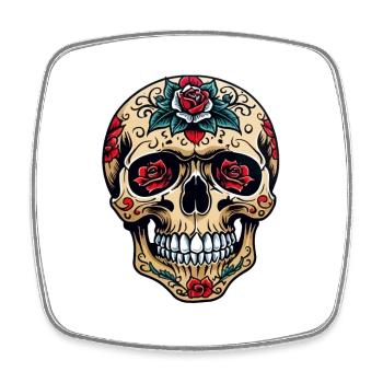 Totenkopf Neo Traditional - Viereckiger Kühlschrankmagnet - Weiß - Vorne
