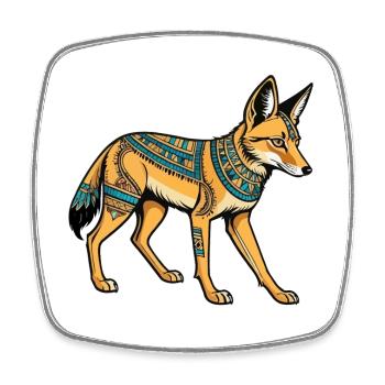 Ägyptischer Schakal Neo Traditional - Viereckiger Kühlschrankmagnet - Weiß - Vorne
