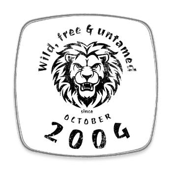 Sauvage, libre et indompté depuis 10/2004 - Magnet carré - blanc - Devant