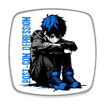 Anime Manga Boy // Post-Con Depression // AS010 - Viereckiger Kühlschrankmagnet - Weiß - Vorne