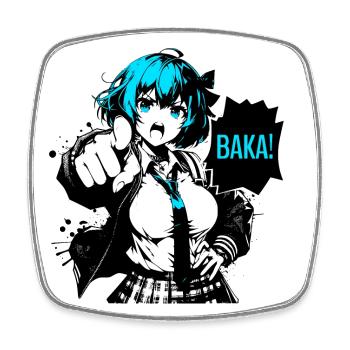 Anime Manga // Girl Calls BAKA ! AS015 - Magnet carré - blanc - Devant