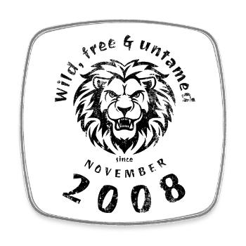 16. Geburtstag Sauvage, libre et indompté depuis 11/2008 - Magnet carré - blanc - Devant