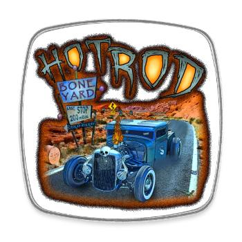 Hot Rod Rockabilly - Magnet carré - blanc - Devant