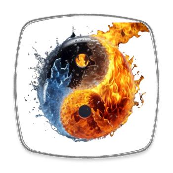 ying yang ball of water and fire - Square fridge magnet - white - Front