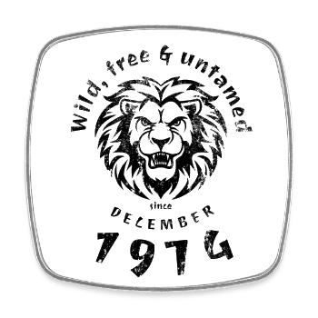 Sauvage, libre et indompté depuis 12/1974 - Magnet carré - blanc - Devant