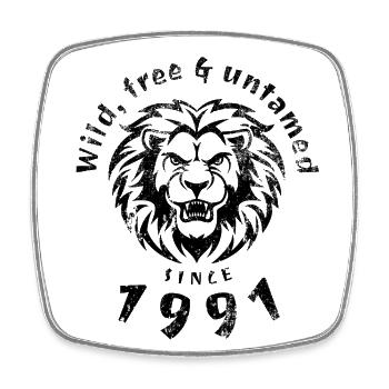 33. Birthday Wild, free & untamed since 1991 - Square fridge magnet - white - Front