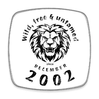 22. Geburtstag Wild, libre et indompté depuis 12/2002 - Magnet carré - blanc - Devant