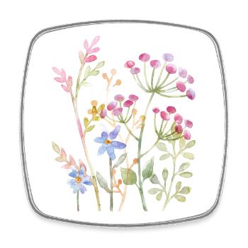 Delicate Watercolour Floral Art - Square fridge magnet - white - Front