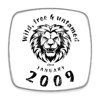 16. Geburtstag Wild, libre et indompté depuis 01/2009 - Magnet carré - blanc - Devant