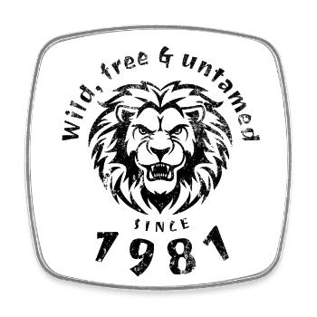 44. Geburtstag Wild, free & untamed since 1981 - Viereckiger Kühlschrankmagnet - Weiß - Vorne