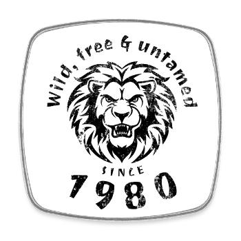 45th Birthday Wild, free & untamed since 1980 - Square fridge magnet - white - Front