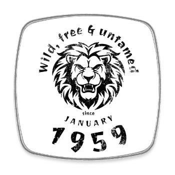 66e anniversaire Sauvage, libre et indompté depuis 10/1958 - Magnet carré - blanc - Devant