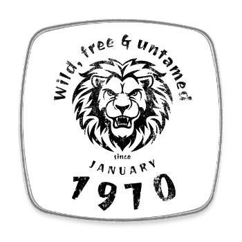 Wild, free & untamed since 10/1969 - Square fridge magnet - white - Front