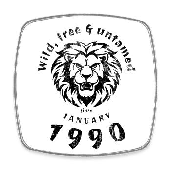 35. Geburtstag Wild, free & untamed since 10/1989 - Square fridge magnet - white - Front
