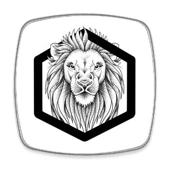 Lion dotwork - Magnet carré - blanc - Devant
