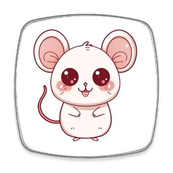 Mouse Gift Child, Chibi Style Mouse - Square fridge magnet - white - Front