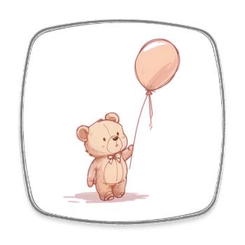 Teddy Bear and Balloon - Little Teddy Bear - Square fridge magnet - white - Front