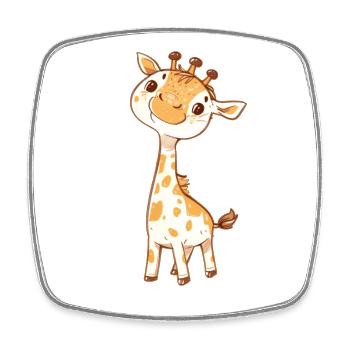 bébé girafe, cadeau pour enfant, animal mignon - Magnet carré - blanc - Devant