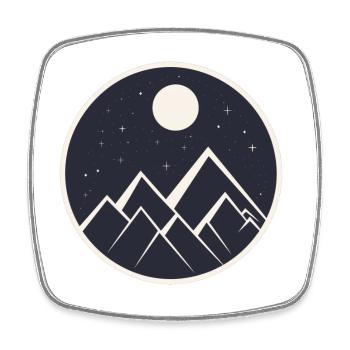 logo de montagne dans la nuit étoilée - Magnet carré - blanc - Devant