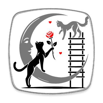 Katzen - Romeo und Julia - Viereckiger Kühlschrankmagnet - Weiß - Vorne