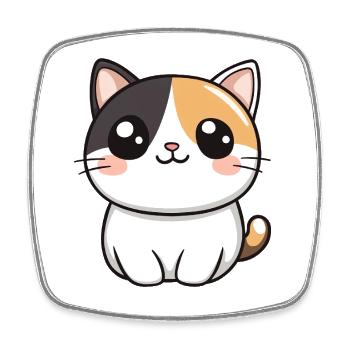 chat mignon avec des yeux brillants, dessin kawaii - Magnet carré - blanc - Devant