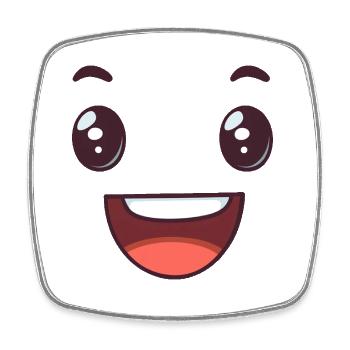 funny happy face, happy eyes, smile - Square fridge magnet - white - Front