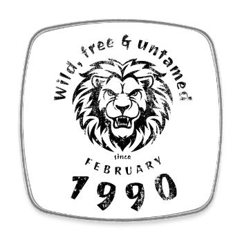 35. Geburtstag Sauvage, libre et indompté depuis 02/1990 - Magnet carré - blanc - Devant