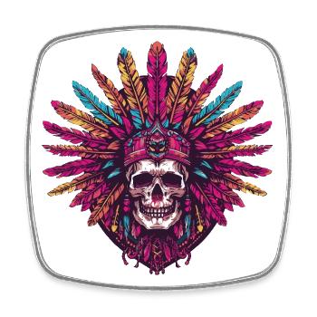 Indianer Skelett - Viereckiger Kühlschrankmagnet - Weiß - Vorne