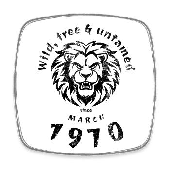 Sauvage, libre et indompté depuis 03/1970 - Magnet carré - blanc - Devant